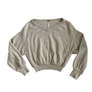 Free People Love Like This Pullover Cashmere V-Neck Cream Sweater Size XS